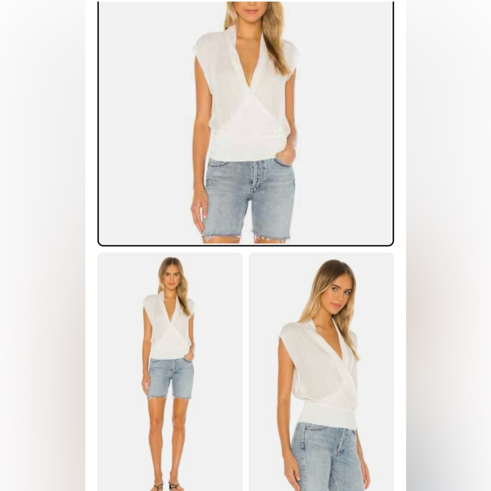Theory beautiful Ivory V-Neck Silk Blouse, excellent condition,size large
